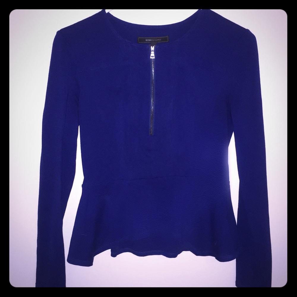 BCBG colbalt Peplum top - size S